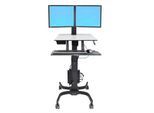 ergotron® WorkFit-C Dual Steh-Sitz-Arbeitsplatz, Arbeitsfläche, höhenverstellbarer Duo-Monitorarm & Tastaturablage, Kabelmanagement, schwarz-grau