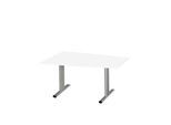Schäfer Shop Select Besprechungstisch MODENA Basic, Tonne, T-Fuß, B 1400 x T 1000 x H 717 mm, weiß/weißaluminium RAL 9006