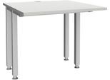 Schäfer Shop Genius Schreibtisch MODENA FLEX, 4-Fuß-Quadratrohr, verkürzte Seitenteile, B 800 mm, lichtgrau