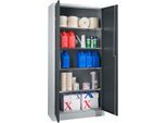 Schäfer Shop Select Materialschrank, abschließbar, 4 verzinkte Böden, 5 OH, B 800 x T 400 x H 1935 mm, Stahl, weißaluminium/anthrazitgrau