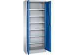 Schäfer Shop Select Materialschrank MSI 2409, Stahl, 6 Fachböden, B 950 x T 400 x H 1935 mm, weißaluminium/enzianblau