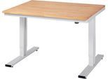 Werktisch Serie adlatus 300, Buche-Massiv-Platte, B 1250 x T 800 x H 720 - 1120 mm