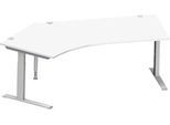 Schäfer Shop Genius Winkelschreibtisch MODENA FLEX 135°, Ansatz links, C-Fuß-Rechteckrohr, B 2165 mm, weiß/weiß