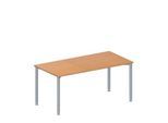 Schäfer Shop Genius Konferenztisch, Rechteck, 4-Fuß Rundrohr, B 1600 x T 800 x H 720-840 mm, Buche/weißaluminium RAL 9006