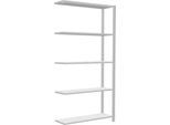 Schulte Lagertechnik Fachbodenregal Stecksystem MultiPlus250, Anbauregal, 5 Fachböden, Kreuzstrebe, B 1000 x T 300 x H 2000 mm, Lichtgrau RAL 7035