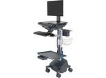 Mobiler Arbeitsplatz Ergotron StyleView® SV42-8302-2, Monitorgelenk für 1 Display bis 24", Arbeitsfläche, Tastatur-/Mausablage, integrierte Stromversorgung