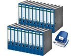 Ordner Leitz 1050, Rückenbreite 52 mm, 20 Stück + Locher Leitz 5008, 3 mm/30 Blatt, blau