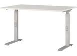 Schreibtisch Agenda, mechanisch höhenverstellbar, B 1200 x T 800 x H 680-910 mm, Lichtgrau/Silber