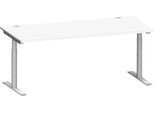 Schäfer Shop Genius Schreibtisch MODENA FLEX, T-Fuß-Rundrohr, B 1800 x T 800 mm, weiß/weißalu