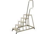 KRAUSE Montagetritt, mit Handlauf/Fahrrollen, 5 Stufen, Höhe 1 m, 16,5 kg