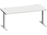Schäfer Shop Genius Schreibtisch MODENA FLEX, Rechteck, T-Fuß Rechteckrohr, B 1800 x T 800 x H 650-850 mm, lichtgrau/weißalu
