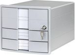 Schubladenbox HAN Impuls 2.0, Format A4, 3 geschlossene Schübe, stapelbar, abschließbar, lichtgrau