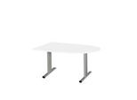 Schäfer Shop Select Besprechungstisch Planova Basic, Halbkreis, T-Fuß, B 1400 x T 1000 x H 717 mm, weiß/weißaluminium RAL 9006