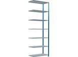 Schulte Lagertechnik Fachbodenregal Stecksystem MultiPlus250, Anbauregal, 7 Fachböden, Kreuzstrebe, B 1000 x T 500 x H 3000 mm, Enzianblau RAL 5010