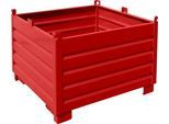 Bauer Sammelbehälter-System SBS 1000, L 1200 x B 1200 x H 850 mm, bis zu 3-fach stapelbar, lackiert, mit Transportwagen, feuerrot RAL 3000