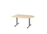 Schäfer Shop Select Besprechungstisch Planova Basic, Halbkreis, T-Fuß, B 1400 x T 1000 x H 717 mm, Ahorn/weißaluminium RAL 9006