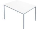 Schäfer Shop Pure Stahlrohrtisch, Rechteck, Quadratrohrfuß, B 1200 x T 800 x H 720 mm, weiß/weißaluminium