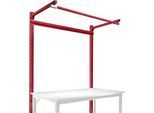 Aufbauportal m. Ausleger, Grundtisch STANDARD Arbeitstisch/Werkbank UNIVERSAL/PROFI, 1500 mm, rubinrot