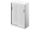 Schäfer Shop Genius Schiebetürenschrank TETRIS SOLID, 3 OH, 2 Fachböden, B 800 mm, 19 mm Abdeckplatte, weiß/weißalu