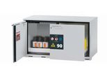 Sicherheitsunterbauschrank Typ 90 asecos UB-ST-90, 1 Schublade, 1 Flügeltür, Anschlag links, Front Lichtgrau, B 1102 x T 502 x H 600 mm