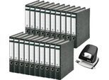 Ordner Leitz 1050, Rückenbreite 52 mm, 20 Stück + Locher Leitz 5008, 3 mm/30 Blatt, schwarz