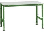 Manuflex Arbeitstisch UNIVERSAL Standard, 1500 x 1000 mm, Kunststoff lichtgrau, resedagrün