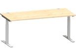 Schäfer Shop Genius Schreibtisch MODENA FLEX, T-Fuß-Rundrohr, B 1800 x T 800 mm, ahorn/weißalu