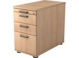 Standcontainer TOPAS LINE, 2 Schübe, 1 Hängeregistraturauszug, 1 Utensilienauszug, abschließbar, B 428 x T 800 x H 720-760 mm, Eiche-Dekor/Eiche-Dekor