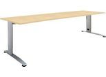Schäfer Shop Select Schreibtisch LOGIN, manuell höheneinstellbar, C-Fuß, B 1800 x T 800 x H 660-820 mm, Ahorn/weißalu