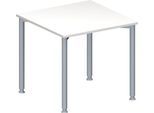 Schäfer Shop Genius Konferenztisch MODENA FLEX, Quadrat, 4-Fuß Rundrohr, B 800 x T 800 x H 720-840 mm, weiß/weißaluminium RAL 9006