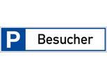 moedel Parkplatzschild „Besucher“, für die Wand- und Pfostenmontage, L 460 x B 100 mm, Aluminium, weiß-schwarz-blau
