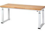 Arbeitstisch Serie adlatus 600, 2000 x 700 x 740-1140 mm, Buche-Massiv-Platte