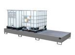 Auffangwanne AW 1000-3, für 3 IBC-Container à 1000 l oder 10 Fässer à 200 l, L 3850 x B 1300 x H 340 mm, unterfahrbar, mausgrau