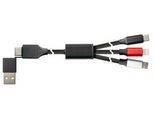 USB Ladekabel Good Connections PYTHON® Serie, 6-in-1, USB-A + USB-C an USB-C/USB Micro B/Lightning, 3 A, Textilmantel, Länge 1,2 m, schwarz