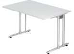 Schreibtisch JENA, C-Fuß, Rechteck, B 1200 x T 800 x H 720 mm, Gestell alusilber, lichtgrau