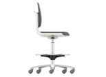 Arbeitsdrehstuhl Labsit hoch, Kunstleder, Sitz-Stopp-Rollen, B 450 x T 420 x H 560 - 810 mm, weiß