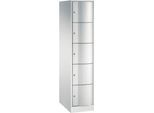 C+P Schließfachschrank Resisto, 1 Abteil, 5 Fächer, B 396 x T 640 x H 1950 mm, Lichtgrau/Lichtgrau