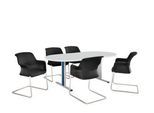 Schäfer Shop Select Besprechungstisch Planova Basic, Oval, T-Fuß, B 2000 x T 1000 x H 717 mm, lichtgrau/weißaluminium RAL 9006