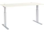 Schäfer Shop Select Schreibtisch ERGO-T, elektrisch höhenverstellbar, Rechteck, T-Fuß, B 1800 x T 800 x H 725-1185 mm, weiß/weißaluminium