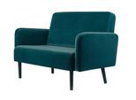 Zweisitzer Sofa meet by Paperflow LISBOA, Samtbezug grün, Fußgestell schwarz, B 1240 x T 815 x H 830 mm