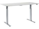 Schäfer Shop Select höhenverstellbarer Arbeitstisch, Melaminharz-Platte, B 1600 x T 800 mm, lichtgrau/weißaluminium RAL 9006