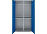 Schäfer Shop Genius Mehrzweckschrank FS, modular, indivuduell erweiterbar, Mittelwand, 4 Fachböden, bis 450 kg, B 1055 x T 520 x H 1950 mm, weißalu/enzianblau