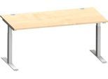 Schäfer Shop Genius Schreibtisch MODENA FLEX, Rechteck, T-Fuß Rechteckrohr, B 1600 x T 800 x H 650-850 mm, Ahorn/weißalu