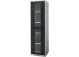 Schäfer Shop Genius Sichttürschrank FS, 5 OH, abschließbar, 4 Fachböden, bis 250 kg, B 545 mm, Stahl, weißaluminium RAL 9006/anthrazitgrau RAL 7016
