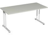 Schreibtisch PALENQUE, C-Fuß, Rechteck, B 1600 x T 800 x H 680-820 mm, lichtgrau
