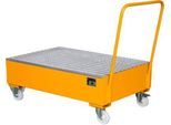 Stahl-Auffangwanne mit Rollen+Griff, 1200 x 800 mm, orange RAL 2000
