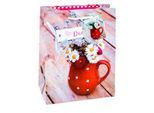 Geschenktüte Fotomotiv Danke, Format A5, mit Tragekordel & Beschriftungsschild, B 180 x T 100 x H 230 mm, PP-Folie, rot, 3 Stück