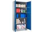 Schäfer Shop Select Materialschrank, abschließbar, 4 verzinkte Böden, 5 OH, B 800 x T 400 x H 1935 mm, Stahl, weißaluminium/enzianblau