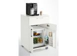 Catering-Caddy, mit Kühlschrankfach und Klappfach, B 650 x T 600 x H 1000 mm, mit Kühlbox, weiß