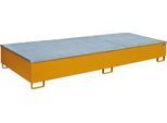 Bauer Regalwanne RW-GR 3300-3 PE, mit Gitterrost und PE-Einsatz, B 3262 x T 1312 x H 383 mm, bis 1000 l, Stahl lackiert, gelborange